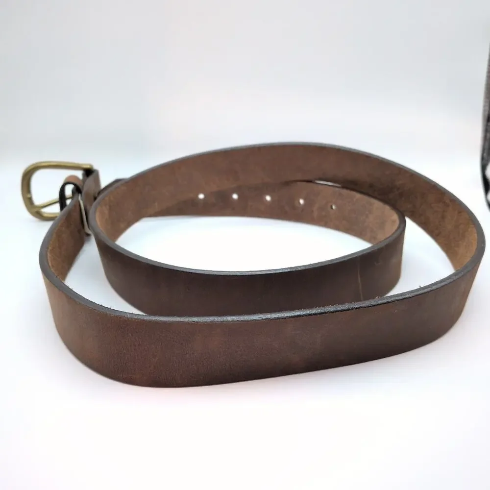 Red Wing Shoes Men's Belt Soft Leather Brown Brass Buckle Size 44 - Style 96554